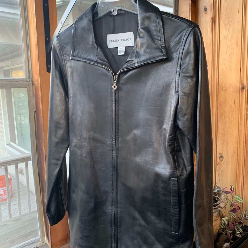 Ellen Tracy black leather jacket. Style 14130. XS NWT